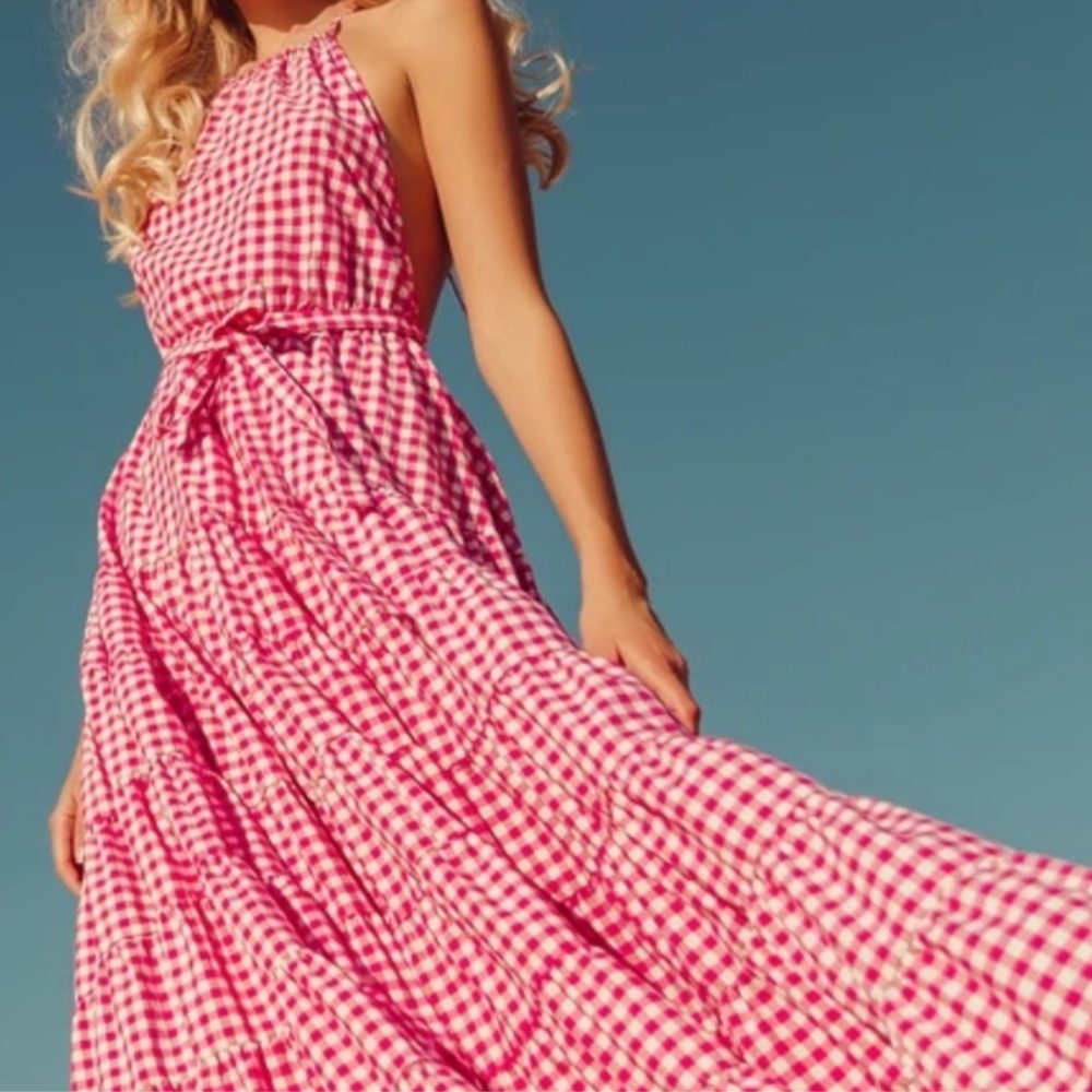 Sundress Neptune dress maxi dress pink gingham s